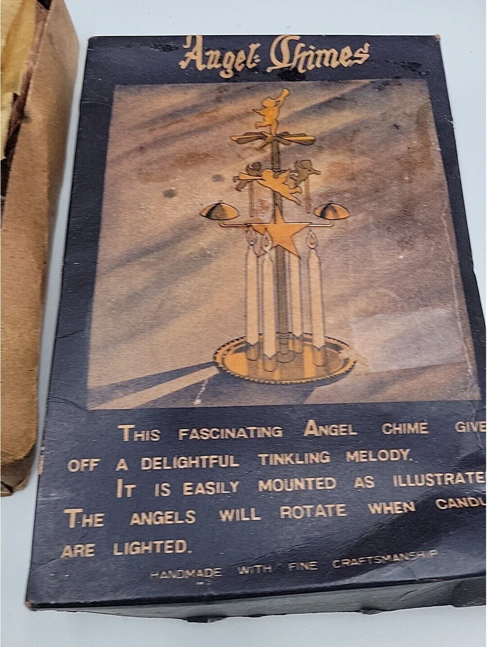 Vintage Angel Chimes Rotary Candle Holder Brass Christmas Decoration